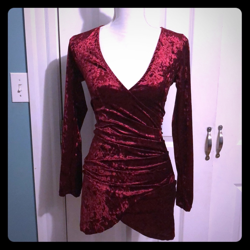 Crushed velvet mini dress